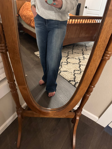 Mid rise medium wash jeans