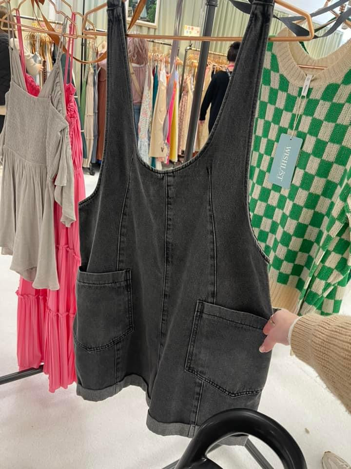 Black denim romper